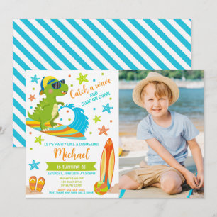 Dinosaur T-Rex Sommer-Strandparty Jungen-Geburtsta Einladung