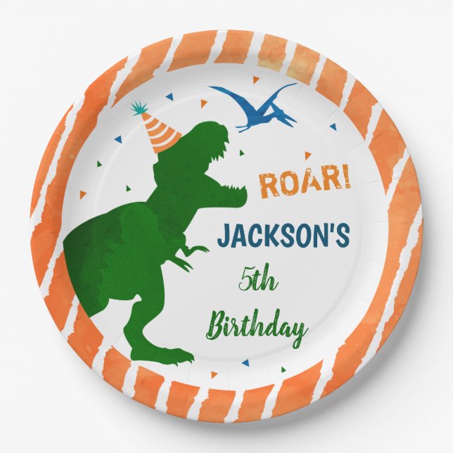 Dinosaur T-rex T Rex Birthday Party Paper Teller (Vorderseite)