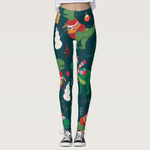 Dinosaur T-Rex: Weihnachten Neues Jahr. Leggings