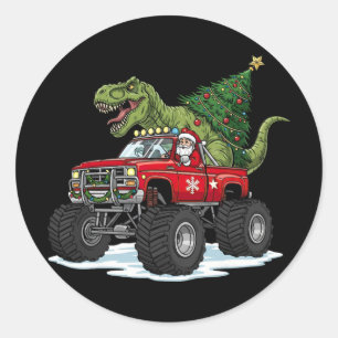 Dinosaur T Rex Weihnachten Santa Jungen Männer Mäd Runder Aufkleber