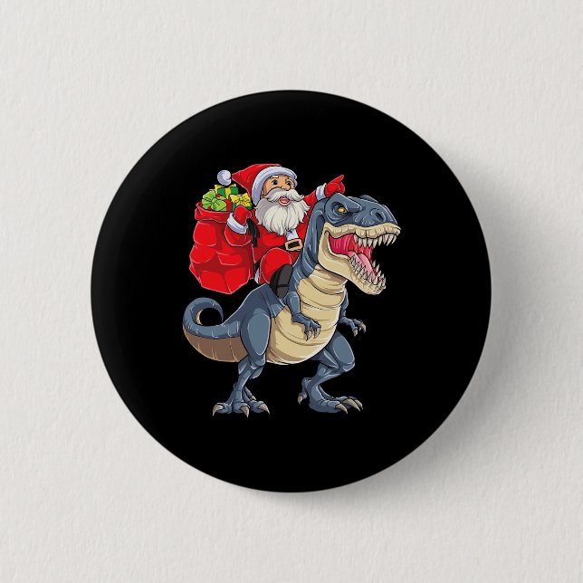 Dinosaur T Rex Weihnachtsjungs Männer Mädchen Weih Button (Vorderseite)