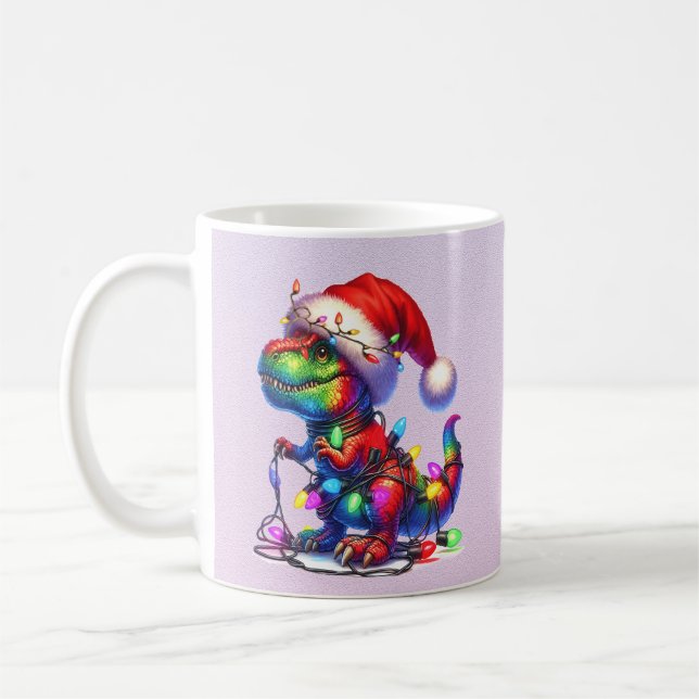Dinosaur tangled up in fairy christms lights kaffeetasse (Links)