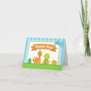 Dinosaur Thank You Card Folded Note Card Dankeskarte