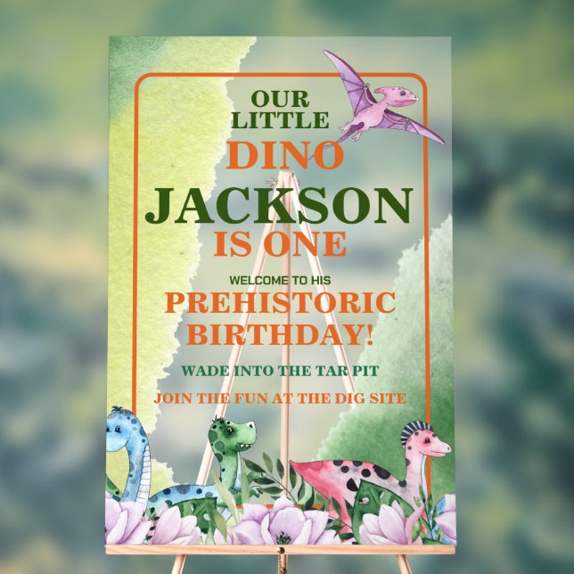 Dinosaur Thema 1. Geburtstag Acrylschild (Neutral)