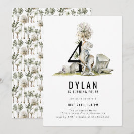 Dinosaur Thema 4. Geburtstag Party Einladung