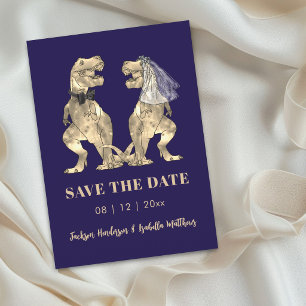 Dinosaur-Thema-Hochzeit in Marineblau Save The Date