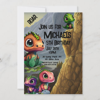 Dinosaur Theme Birthday, Einladung