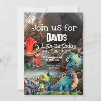 Dinosaur Theme Birthday, Einladung