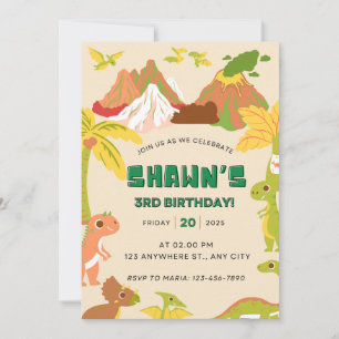 DInosaur Theme Boy Birthday Party Einladung