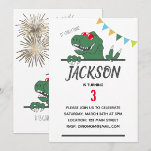 Dinosaur Thème Boy's Birthday Party Invitation