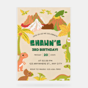 Dinosaur Thème Garçon Anniversaire Fête Invitation