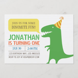 Dinosaur Thème Premier anniversaire Invitation gar