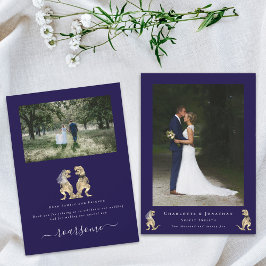 Dinosaur Theme Wedding Foto Navy Blue White Dankeskarte