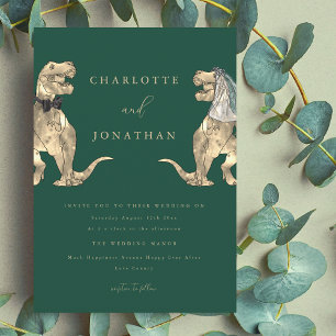 Dinosaur Theme Wedding Green Einladung