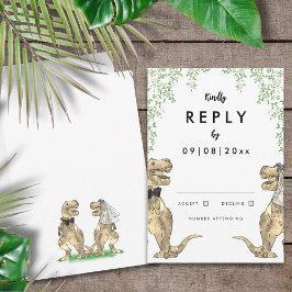 Dinosaur Theme Wedding Reply RSVP Karte