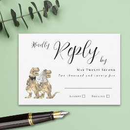 Dinosaur Theme Wedding Reply RSVP Karte