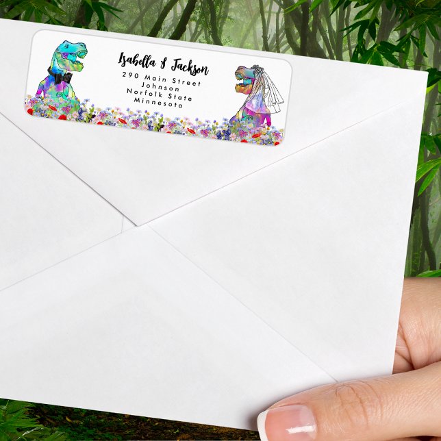 Dinosaur Theme Wildblume Wedding (Dinosaur themed wedding return address label)