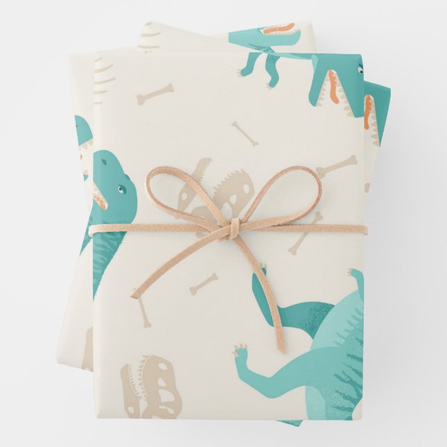 Dinosaur Theme Wrapping Paper Sheets Geschenkpapier Set (Beispiel)