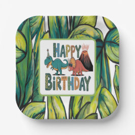 Dinosaur Themed Kindergeburtstag Paper Plate Pappteller