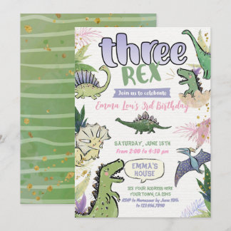 Dinosaur Themed Party 3. Geburtstag Einladung