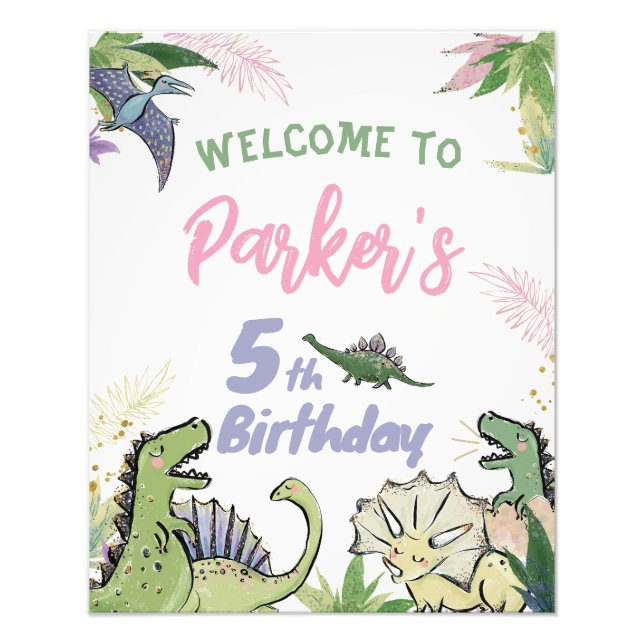 Dinosaur Themed Party Begrüßungszeichen Fotodruck (Vorne)