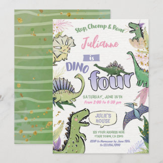 Dinosaur Themed Party Dino 4. Geburtstag Einladung