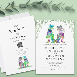 Dinosaur Themed Wedding QR Code Einladung