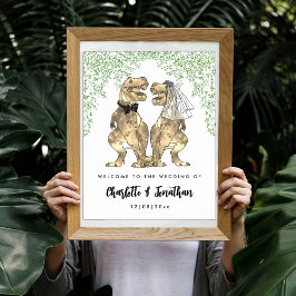 Dinosaur Themed Wedding Willkommen Poster
