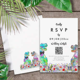 Dinosaur-Themen-Hochzeits-Website QR-Code RSVP Karte