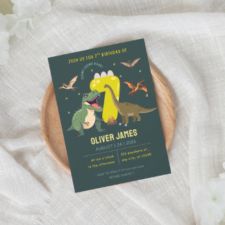 Dinosaur-Themen-Junge 7. Geburtstag Einladung