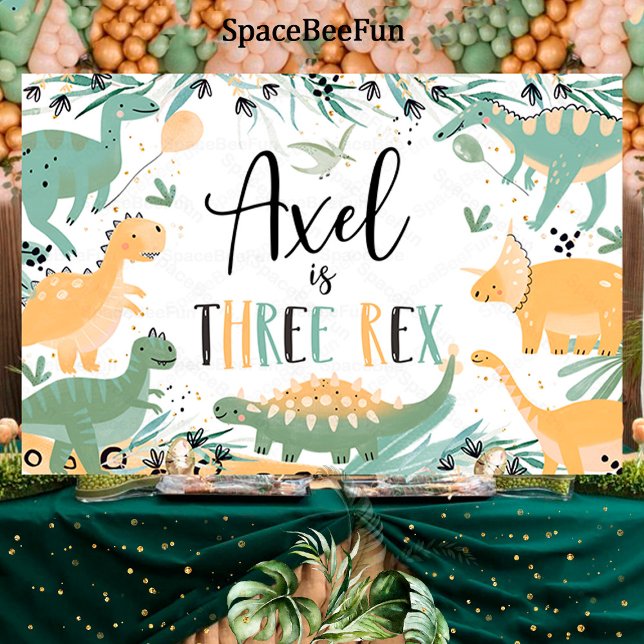 Dinosaur Three Rex Dino Backdrop Banner Geburtstag (Dinosaur Three Rex,birthday party,Dino Backdrop Banner,Birthday sign dinosaur,birthday dinosaur )