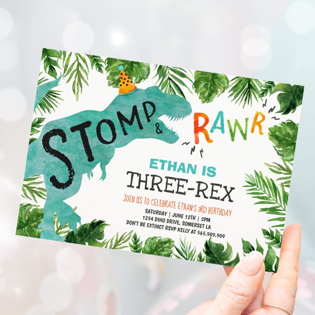 Dinosaur Three-Rex zum Geburtstag Einladung Boy Di (Von Creator hochgeladen)