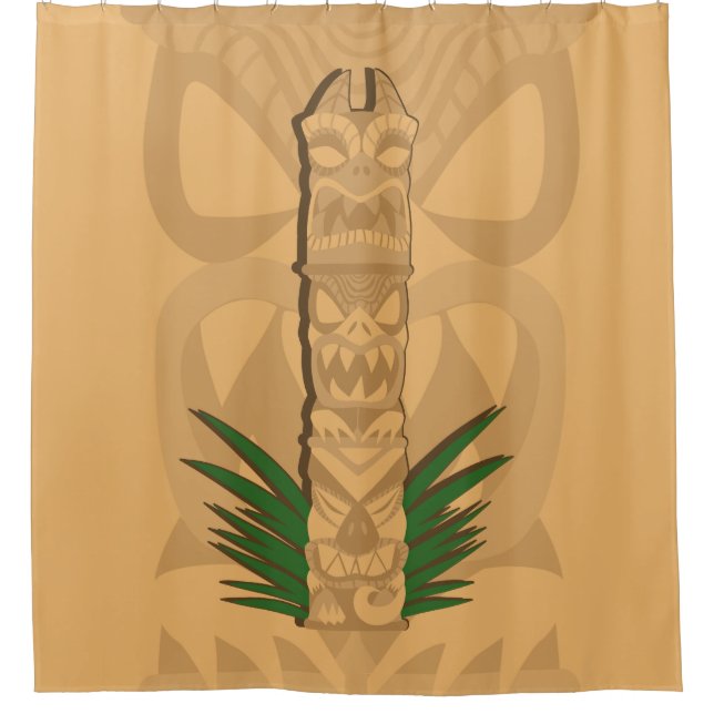 Dinosaur Tiki Totem Duschvorhang (Vorderseite)