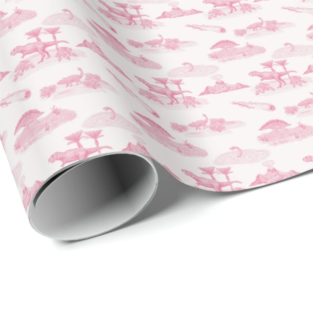 Dinosaur Toile (Pink)  Wrapping Paper Geschenkpapier (Rolleneckpunkt)