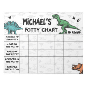 Dinosaur Toiletten-Tabelle Personalisierter Name & Notizblock