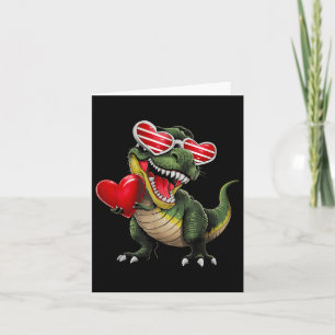 Dinosaur Trex Holding Heart Wearing Sungl Valentin Karte