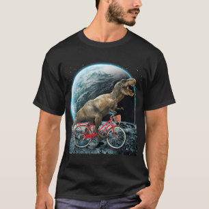 Dinosaur Trex im Weltraum Reiten Rad auf dem Mond  T-Shirt