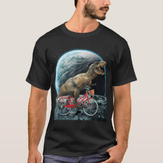 Dinosaur Trex im Weltraum Reiten Rad auf dem Mond  T-Shirt