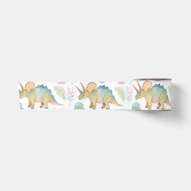 Dinosaur Triceratops Party Ribbon Satinband (Vorderseite)