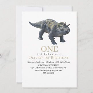Dinosaur Triceratops Weiße Einladung