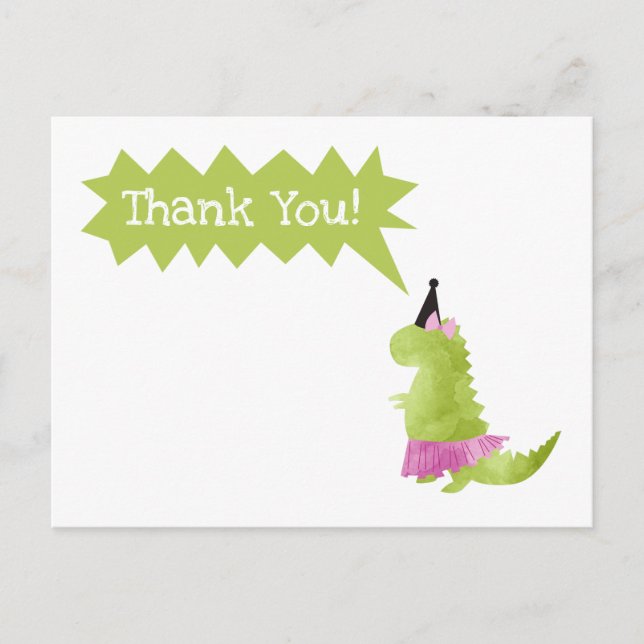 Dinosaur Tutu Merci Note Carte Ballerina Dino (Devant)