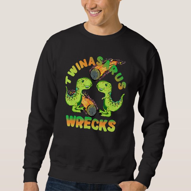 Dinosaur Twins Twinasaurus Wrecks Meteor T-Rex Bro Sweatshirt (Vorderseite)