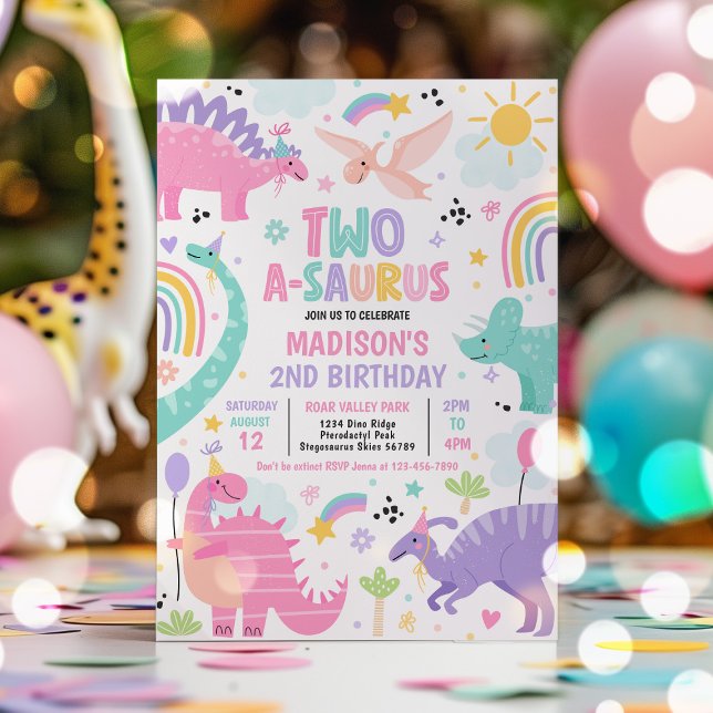 Dinosaur Two-A-Saurus 2. Geburtstags-Party Einladung (Von Creator hochgeladen)