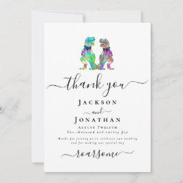 Dinosaur Two Grooms Gay Wedding Thank You Dankeskarte