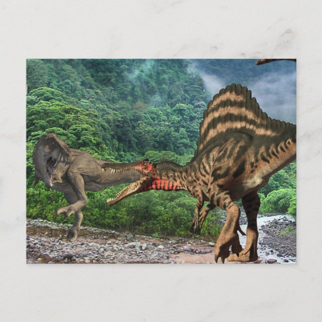 Dinosaur Tyrannosaurus Spinosaurus Postkarte (Vorderseite)
