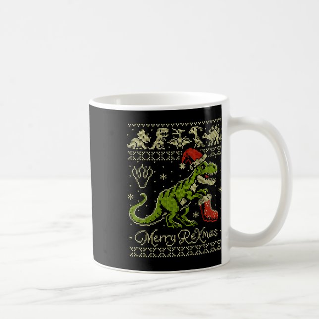 Dinosaur Ugly Christmas Sweater - Funny Christmas  Kaffeetasse (Rechts)