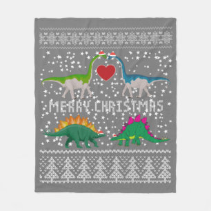 Dinosaur Ugly Christmas Sweater Funny Xmas Geschen Fleecedecke