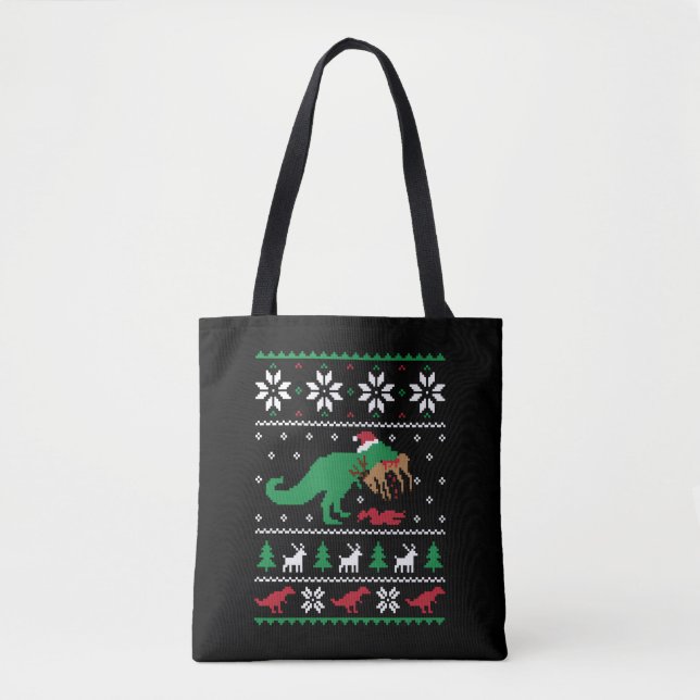 Dinosaur Ugly Weihnachtsfest Tasche (Vorderseite)