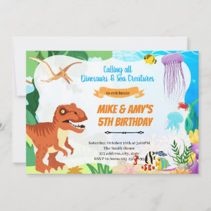 Dinosaur unter dem Meer gemeinsame Party Einladung