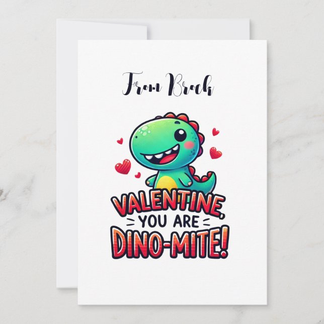 Dinosaur Valentine Card für Kinder Feiertagskarte (Vorderseite)